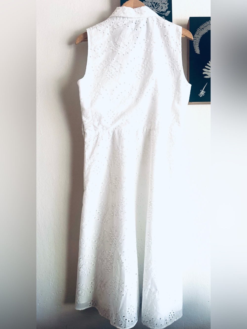 NWT Sam Edelman White Eyelet Collared Sleeveless Button Down Midi-Maxi Dress - Picture 2 of 8
